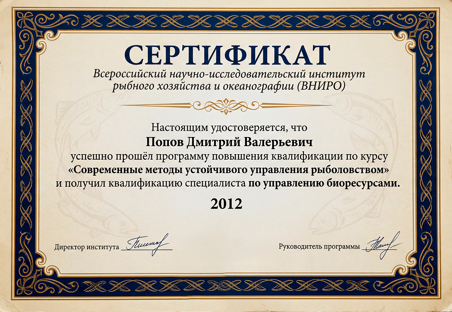 Сертификат повышения квалификации